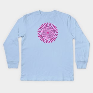 Sun ray with a smile, in magenta. Kids Long Sleeve T-Shirt